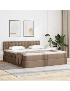 Letto con Contenitore Cappuccino 200 x 200 cm Pelle Sintetica