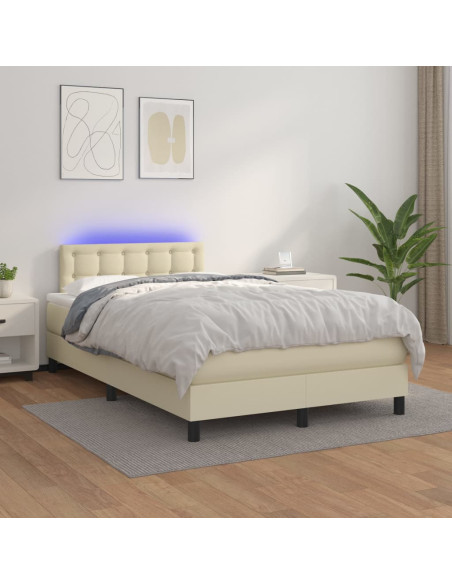 Giroletto Molle con Materasso e LED Crema 120x200cm Similpelle