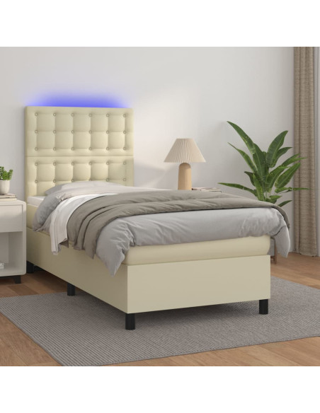 Giroletto a Molle con Materasso e LED Crema 80x200cm Similpelle