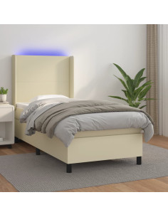 Giroletto a Molle con Materasso e LED Crema 80x200cm Similpelle