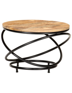 Tavolino Nero 60x60x40 cm in Legno Massello di Mango Grezzo