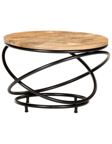 Tavolino Nero 60x60x40 cm in Legno Massello di Mango Grezzo