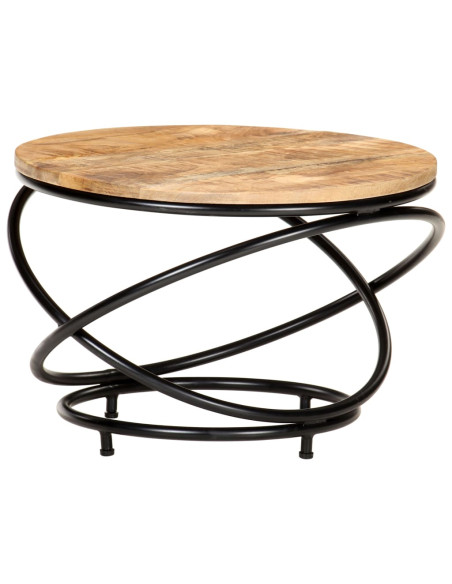 Tavolino Nero 60x60x40 cm in Legno Massello di Mango Grezzo