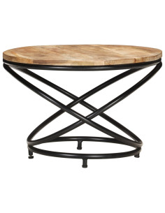 Tavolino Nero 60x60x40 cm in Legno Massello di Mango Grezzo 2