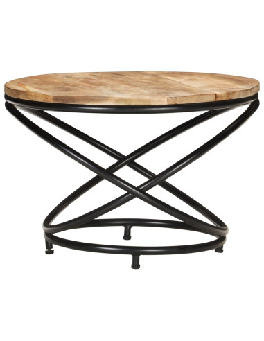 Tavolino Nero 60x60x40 cm in Legno Massello di Mango Grezzo