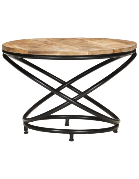 Tavolino Nero 60x60x40 cm in Legno Massello di Mango Grezzo