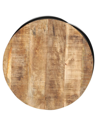 Tavolino Nero 60x60x40 cm in Legno Massello di Mango Grezzo