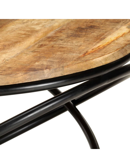 Tavolino Nero 60x60x40 cm in Legno Massello di Mango Grezzo