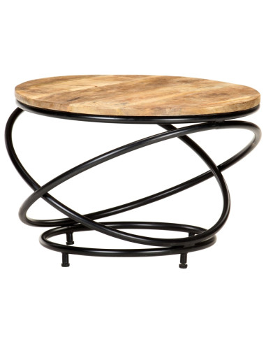 Tavolino Nero 60x60x40 cm in Legno Massello di Mango Grezzo