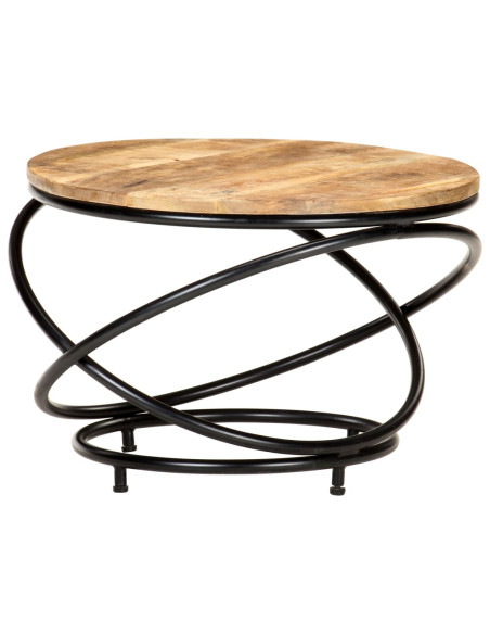 Tavolino Nero 60x60x40 cm in Legno Massello di Mango Grezzo