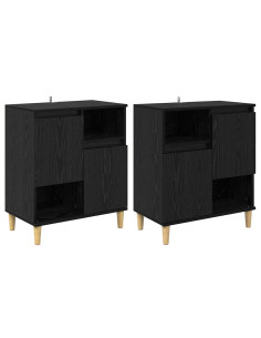 Sideboards 2 pcs Rovere Nero 60 x 35 x 70 cm Legno multistrato 2