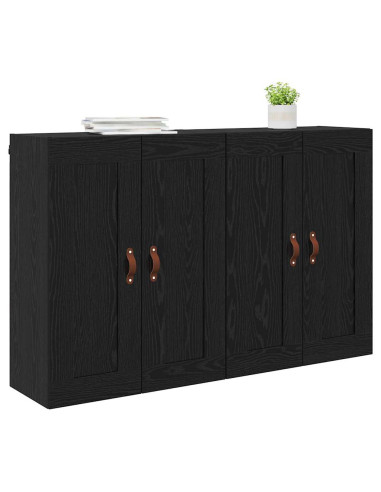 Mobile a muro 2 pcs Rovere Nero 69,5 x 34 x 90 cm