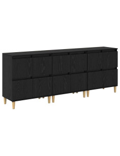 Sideboards 3 pcs Rovere Nero 60 x 35 x 70 cm Legno multistrato 2