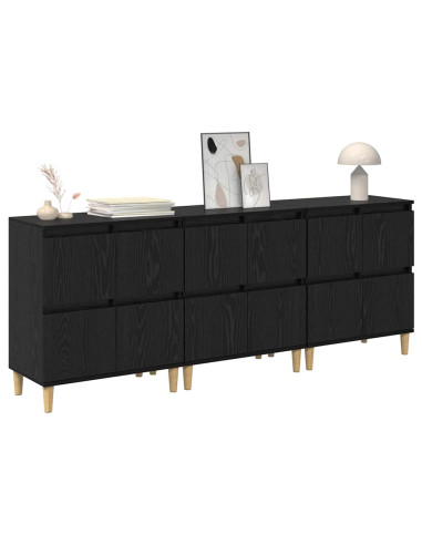 Sideboards 3 pcs Rovere Nero 60 x 35 x 70 cm Legno multistrato