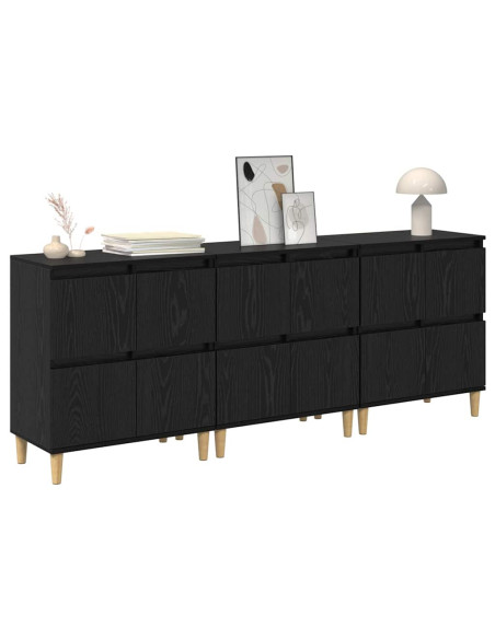 Sideboards 3 pcs Rovere Nero 60 x 35 x 70 cm Legno multistrato