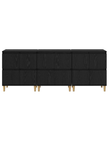 Sideboards 3 pcs Rovere Nero 60 x 35 x 70 cm Legno multistrato