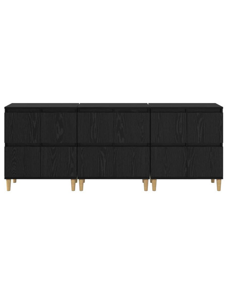 Sideboards 3 pcs Rovere Nero 60 x 35 x 70 cm Legno multistrato