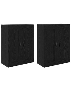 Mobile a muro 2 pcs Rovere Nero 69,5 x 34 x 90 cm 2