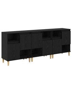 Sideboards 3 pcs Rovere Nero 60 x 35 x 70 cm Legno multistrato 2