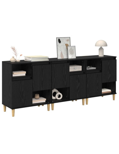 Sideboards 3 pcs Rovere Nero 60 x 35 x 70 cm Legno multistrato