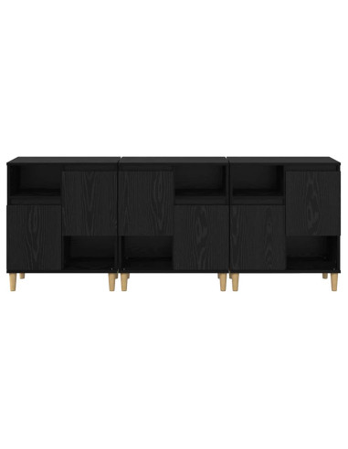 Sideboards 3 pcs Rovere Nero 60 x 35 x 70 cm Legno multistrato