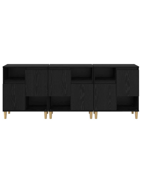 Sideboards 3 pcs Rovere Nero 60 x 35 x 70 cm Legno multistrato