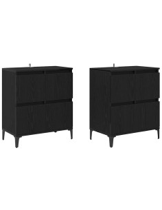 Sideboards 2 pcs Rovere Nero 60 x 35 x 70 cm Legno multistrato 2