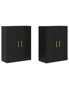 Mobile a muro 2 pcs Rovere Nero 69,5 x 34 x 90 cm 2