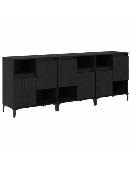 Sideboards 3 pcs Rovere Nero 60 x 35 x 70 cm Legno multistrato