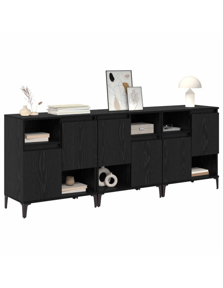 Sideboards 3 pcs Rovere Nero 60 x 35 x 70 cm Legno multistrato