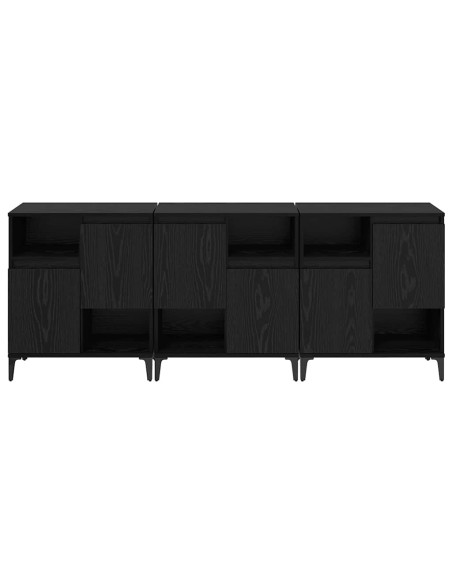 Sideboards 3 pcs Rovere Nero 60 x 35 x 70 cm Legno multistrato