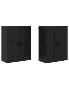 Mobile a muro 2 pcs Rovere Nero 69,5 x 34 x 90 cm 2