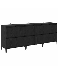 Sideboards 3 pcs Rovere Nero 60 x 35 x 70 cm Legno multistrato 2
