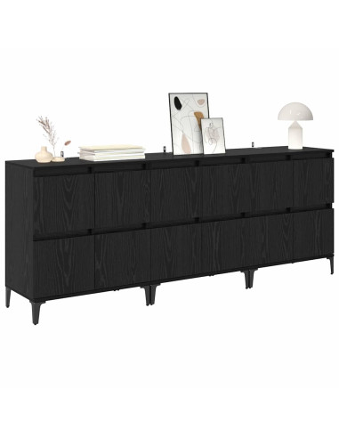 Sideboards 3 pcs Rovere Nero 60 x 35 x 70 cm Legno multistrato