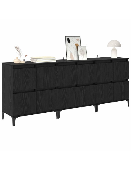 Sideboards 3 pcs Rovere Nero 60 x 35 x 70 cm Legno multistrato
