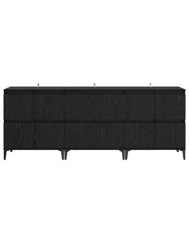 Sideboards 3 pcs Rovere Nero 60 x 35 x 70 cm Legno multistrato