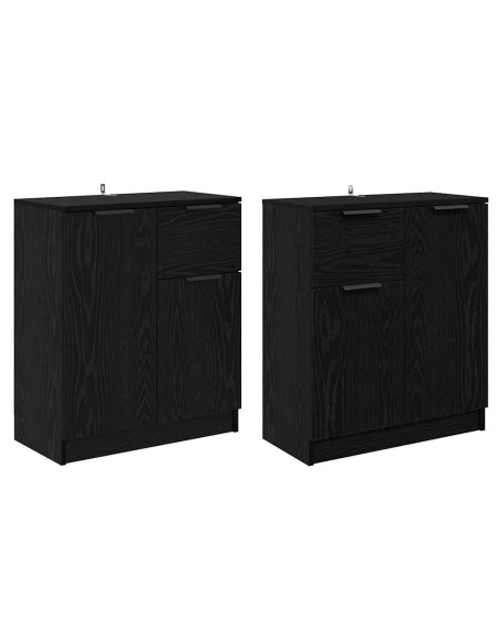 Sideboards 2 pcs Rovere Nero 60 x 30 x 70 cm Legno multistrato