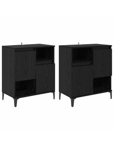 Sideboards 2 pcs Rovere Nero 60 x 35 x 70 cm Legno multistrato 2