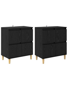 Sideboards 2 pcs Rovere Nero 60 x 35 x 70 cm Legno multistrato 2