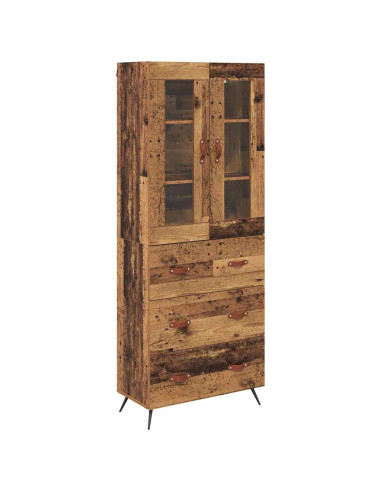 Armadietto alto con ripiano con cassetto 2 pcs Legno vecchio