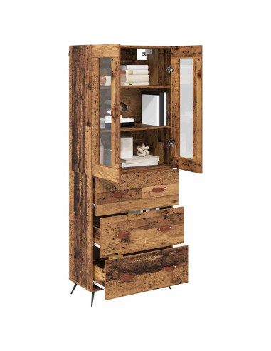 Armadietto alto con ripiano con cassetto 2 pcs Legno vecchio