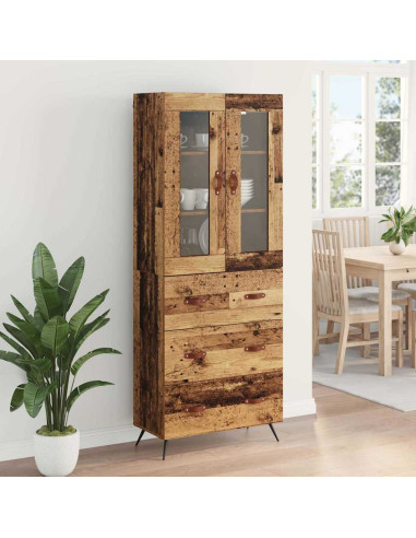 Armadietto alto con ripiano con cassetto 2 pcs Legno vecchio