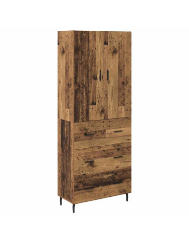 Credenza 2 pcs Legno vecchio Legno Stratificato e Vetro