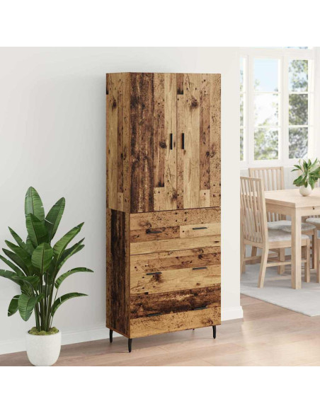 Credenza 2 pcs Legno vecchio Legno Stratificato e Vetro