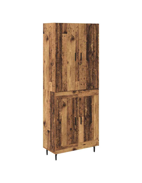 Credenza 2 pcs Legno vecchio Legno Stratificato e Vetro