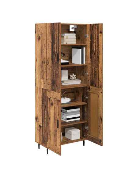 Credenza 2 pcs Legno vecchio Legno Stratificato e Vetro