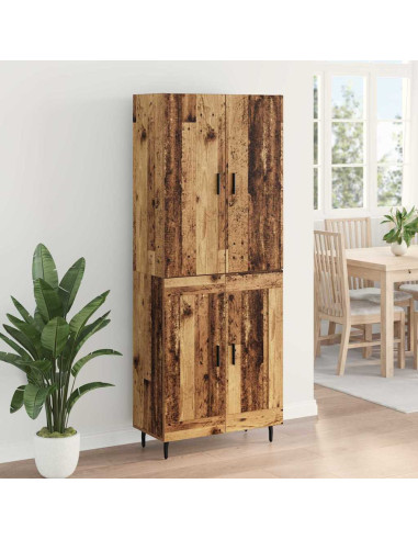 Credenza 2 pcs Legno vecchio Legno Stratificato e Vetro