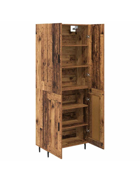 Credenza 2 pcs Legno vecchio Legno Stratificato e Vetro