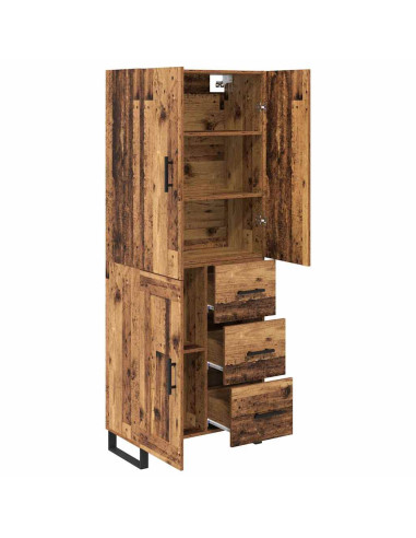Credenza con cassetto 2 pcs Legno vecchio 69,5 x 34 x 180 cm