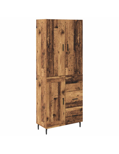 Credenza 2 pcs Legno vecchio Legno Stratificato e Vetro